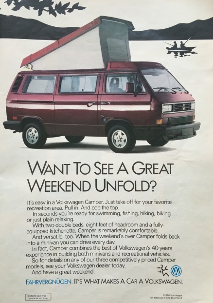 VW-Vanagon-advertentie in de Amerikaanse RandMcNally wegenatlas van 1992